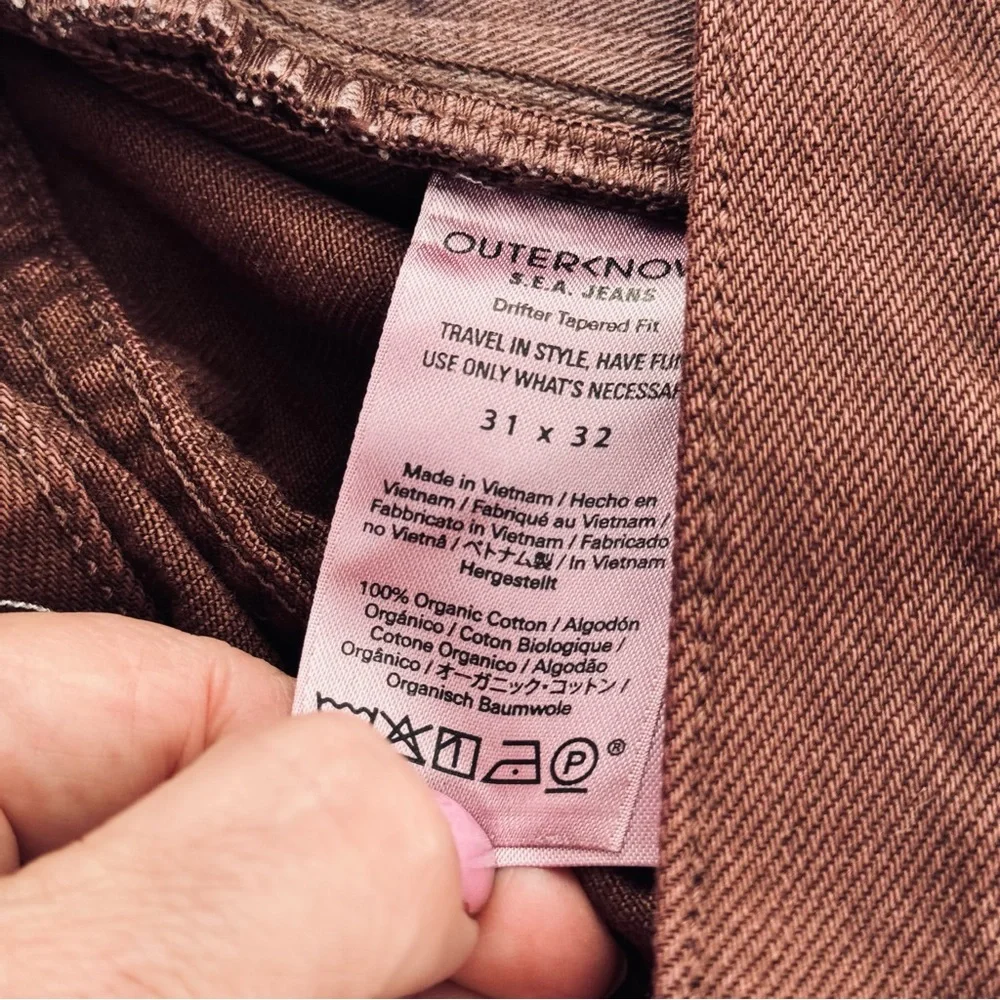 Outerknown SEA Jeans Men’s 31 X 29‎ Organic Cotton Tapered Brown Casual Workwear